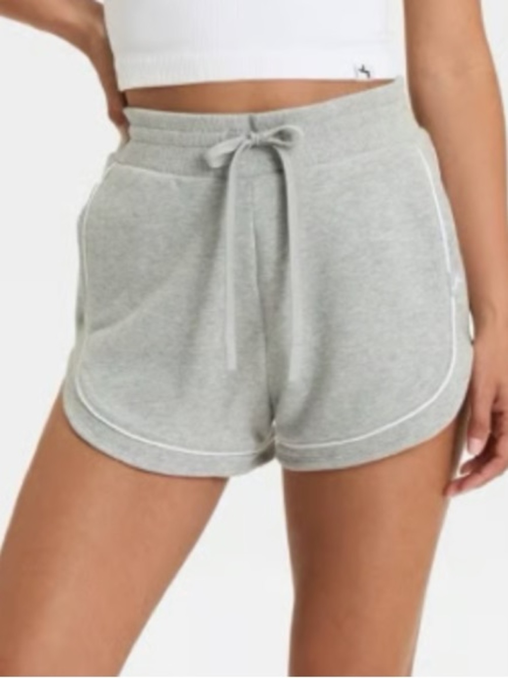 NWT JoyLab Gray French Terry Sweat Shorts XXL White Piping Drawstring